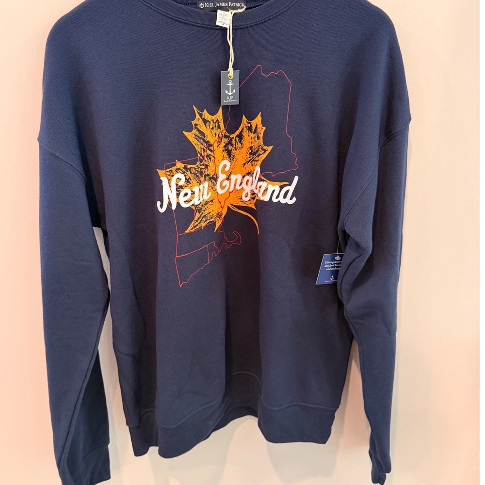 Kiel James Patrick New England Maple Leaf Sweatshirt Navy Blue NWT Medium